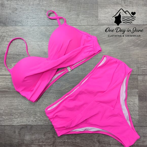 Charmleaks Cross Front High Cut Bikini Swimsuit Size L - Picture 1 of 4